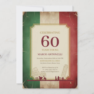 Italienische Vintage-Einladung zum 60. Geburtstag Einladung