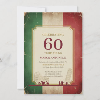Italienische Vintage-Einladung zum 60. Geburtstag Einladung