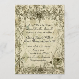 Italienische Vintage-Hochzeitseinladung mit Grünsp Einladung