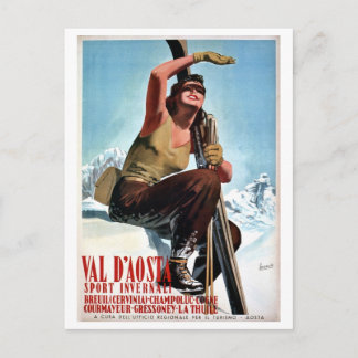 Italienische Vintage-Werbung für Wintersport-Ski-R Postkarte