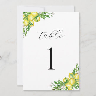 Italienische Wasserfarbenlemonen Hochzeit-Tischnum Einladung