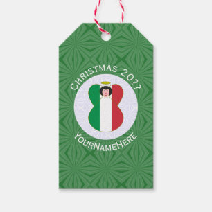 Italienische Weihnachtsflagge Engel personalisiert Geschenkanhänger