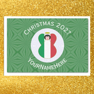 Italienische Weihnachtsflagge mit Engel Personaliz Seidenpapier