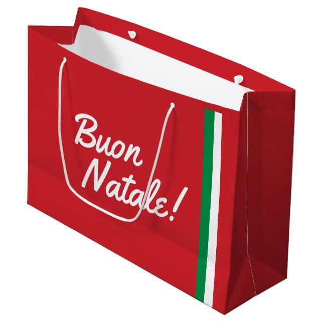 Italienische Weihnachtsgeschenktasche Große Geschenktüte (Vorderseite Schrägansicht)