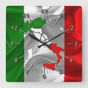 italienische Wellenflagge Quadratische Wanduhr