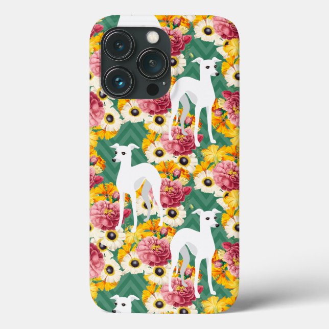 Italienische Windhunde oder Windhunde mit Blume Case-Mate iPhone Hülle (Rückseite)