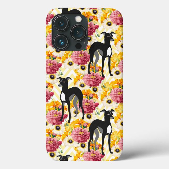 Italienische Windhunde oder Windhunde mit Blume Case-Mate iPhone Hülle (Rückseite)