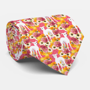 Italienische Windhunde Pink Floral Krawatte