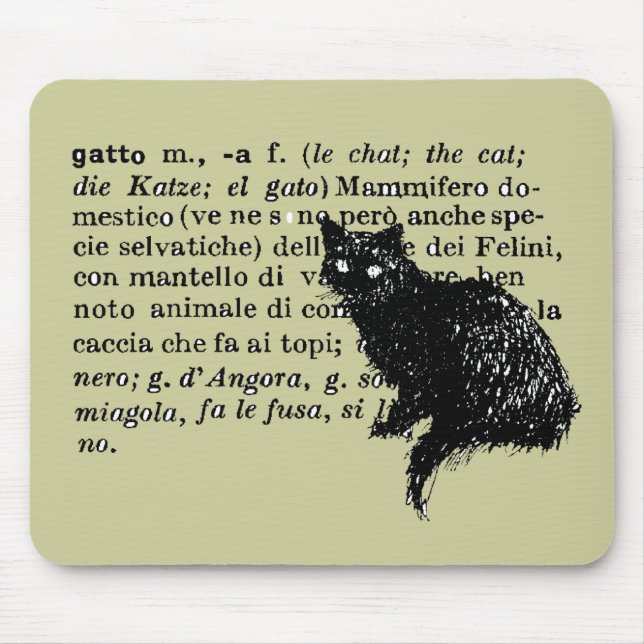 Italienische Wörterbuchkatze Mousepad (Vorne)