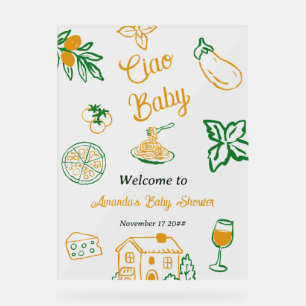 Italienische Zitrone Ciao Baby Pasta & Pizza Baby Acrylschild