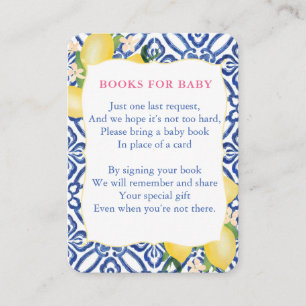 Italienische Zitronen Baby Shower - Bring ein Buch Begleitkarte