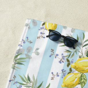 Italienische Zitronenblüten-Blumenstreifen-Mittelm Strandtuch