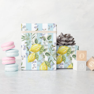 Italienische Zitronenblüten Floral Streifen Medite Geschenkpapier