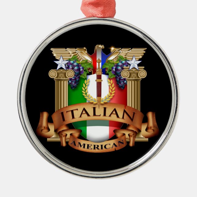 Italienischer Amerikaner Silbernes Ornament (Vorne)