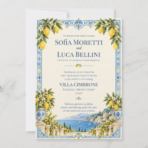 Italienischer Beach Club Amalfi Mittelmeer-Hochzei Einladung