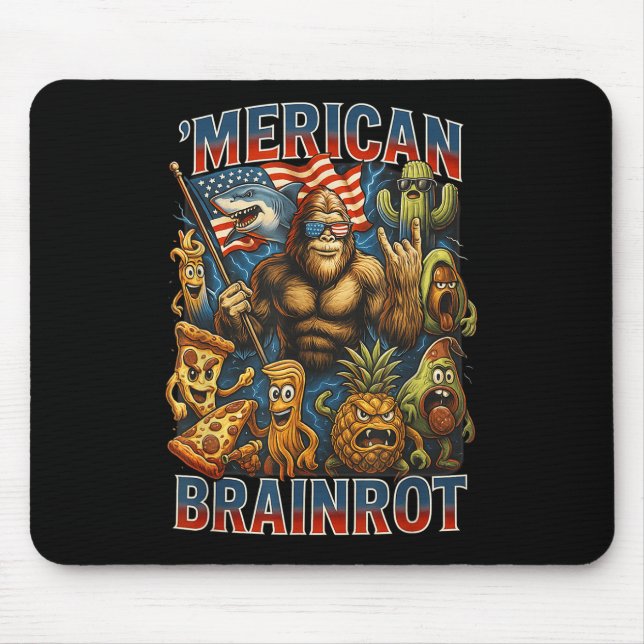 Italienischer Brainrot Großer Meme 4. Juli Flagge  Mousepad (Vorne)