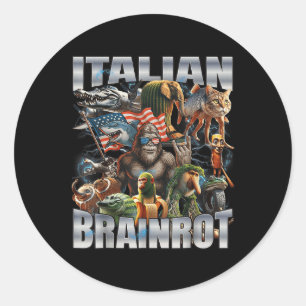 Italienischer Brainrot Großer Meme 4. Juli-Flagge  Runder Aufkleber