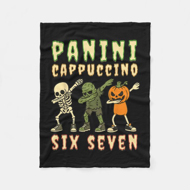 Italienischer Brainrot Halloween Panini Cappuccino Fleecedecke (Vorderseite)