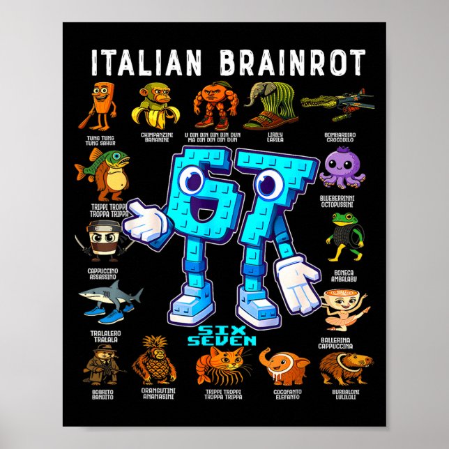 Italienischer Brainrot Lustiger 67 Meme Geburtstag Poster (Vorne)