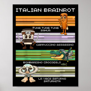 Italienischer Brainrot Meme Funny Compilation-Char Poster