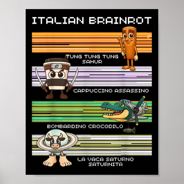 Italienischer Brainrot Meme Funny Compilation-Char Poster (Vorne)
