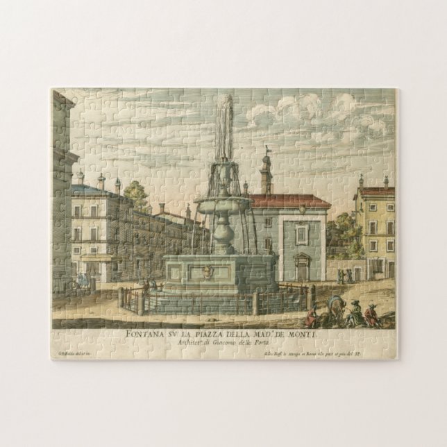 Italienischer Brunnen auf dem Platz der Stadt bei  Puzzle (Horizontal)