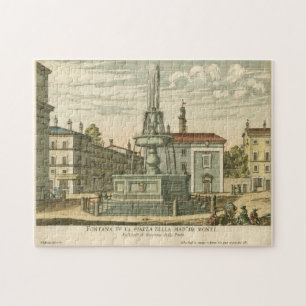Italienischer Brunnen auf dem Stadtplatz von Falda Puzzle