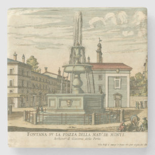 Italienischer Brunnen auf dem Stadtplatz von Falda Steinuntersetzer