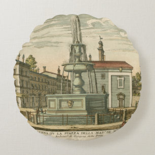 Italienischer Brunnen im Rathausplatz durch Falda Rundes Kissen