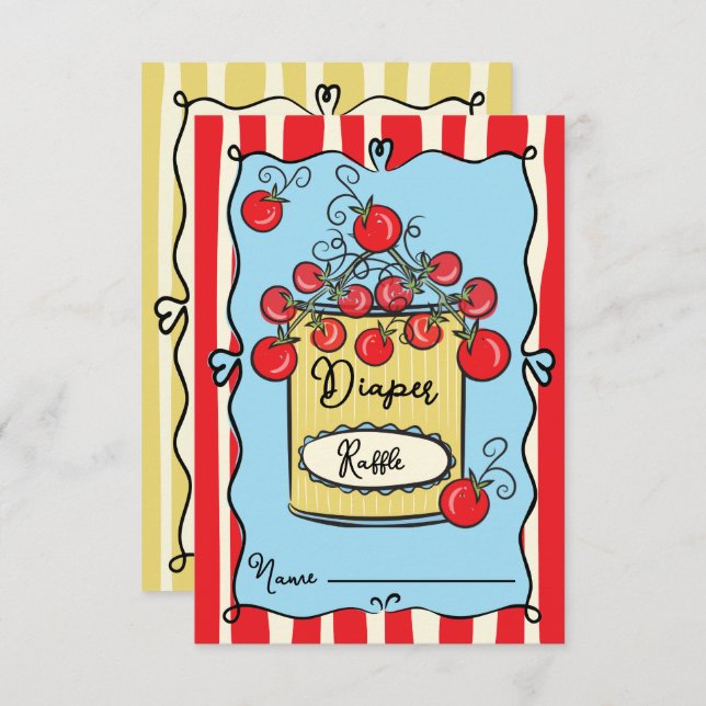 Italienischer Cherry Tomato Diaper Raffle Einladung (Vorne/Hinten)