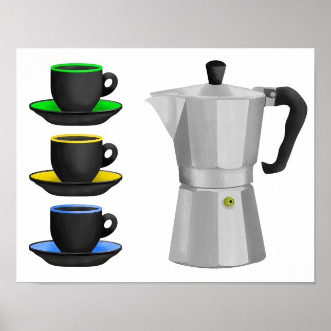 Italienischer Espresso-Kaffeekorb Poster (Vorne)