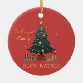 Italienischer Familienname Buon Natale Custom Tree Keramik Ornament