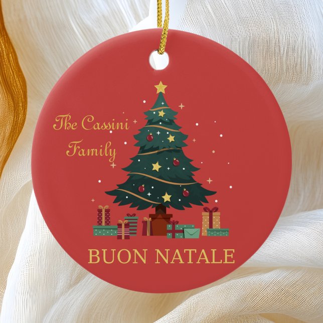 Italienischer Familienname Buon Natale Custom Tree Keramik Ornament (Von Creator hochgeladen)