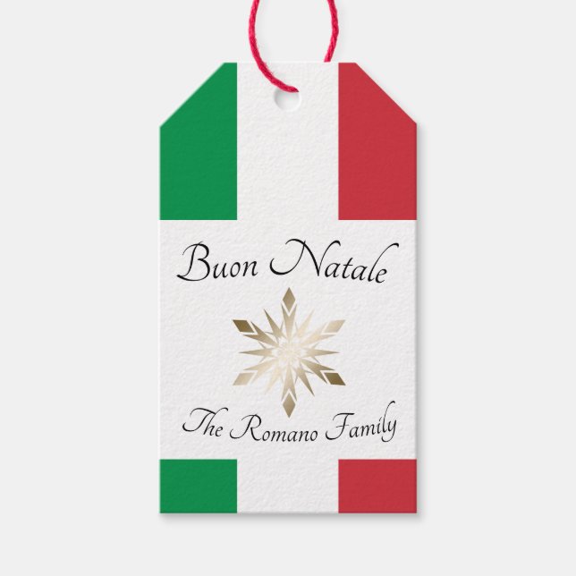 Italienischer Familienname Buon Natale Flag und Sn Geschenkanhänger (Vorderseite)