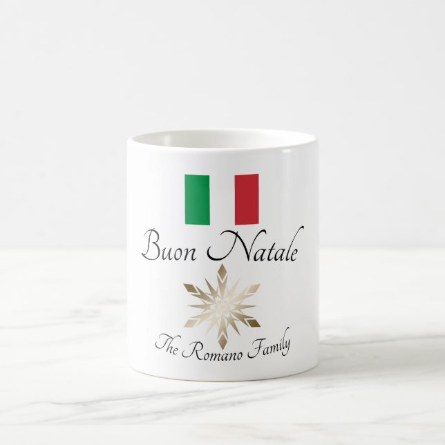 Italienischer Familienname Buon Natale Flag und Sn Kaffeetasse (Mittel)