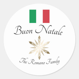 Italienischer Familienname Buon Natale Flag und Sn Runder Aufkleber