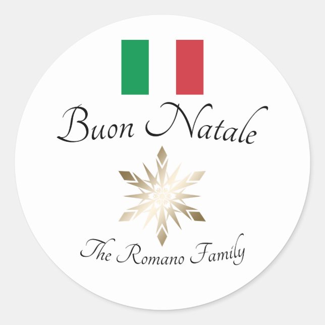 Italienischer Familienname Buon Natale Flag und Sn Runder Aufkleber (Vorderseite)