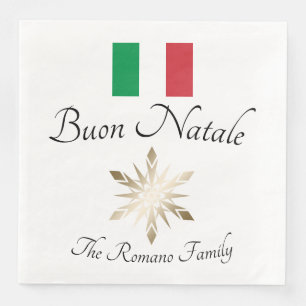 Italienischer Familienname Buon Natale Flag und Sn Serviette