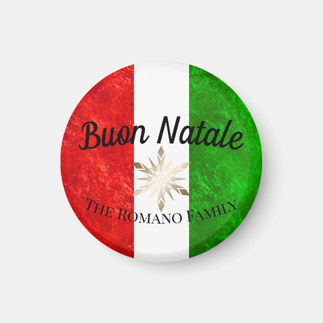 Italienischer Familienname Buon Natale Flag Weihna Magnet (Vorne)