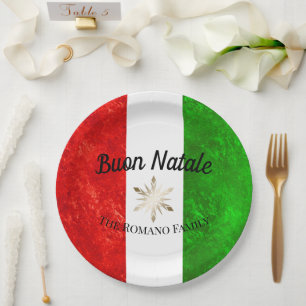 Italienischer Familienname Buon Natale Flag Weihna Pappteller