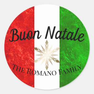 Italienischer Familienname Buon Natale Flag Weihna Runder Aufkleber