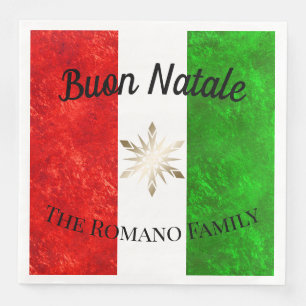 Italienischer Familienname Buon Natale Flag Weihna Serviette
