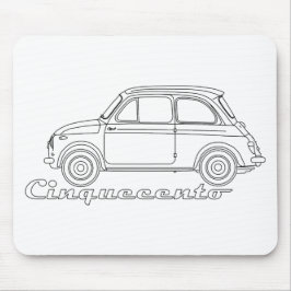 Italienischer Fiat Cinquecento 500 cc Oldtimer Blu Mousepad