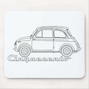 Italienischer Fiat Cinquecento 500 cc Oldtimer Blu Mousepad