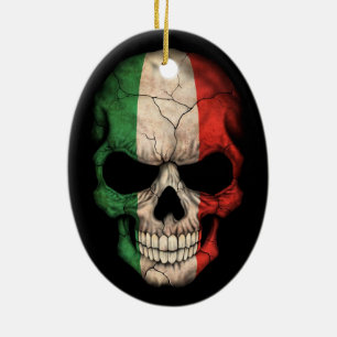 Italienischer Flaggen-Schädel auf Schwarzem Keramikornament