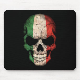 Italienischer Flaggen-Schädel auf Schwarzem Mousepad