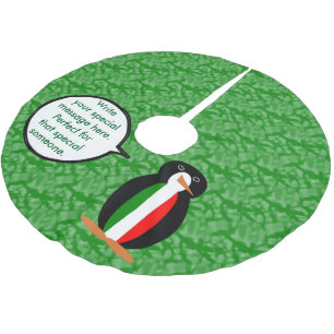 Italienischer Flaggentag Frau Pinguin spricht Polyester Weihnachtsbaumdecke