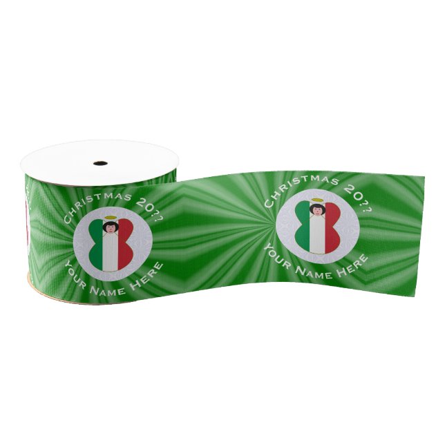 Italienischer Flaggenweihnachtsgel personalisieren Ripsband (Spule)