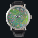 Italienischer Garten, Gustav Klimt Armbanduhr<br><div class="desc">Gustav Klimt (14. Juli 1862 - 6. Februar 1918) war ein österreichischer symbolischer Maler und einer der prominentesten Mitglieder der Wiener Sezessionsbewegung. Klimt ist bekannt für seine Gemälde, Wandgemälde, Skizzen und andere Kunstobjekte. Neben seinen figurativen Werken, die Allegorien und Portraits enthalten, malte er Landschaften. Unter den Künstlern der Wiener Sezession...</div>