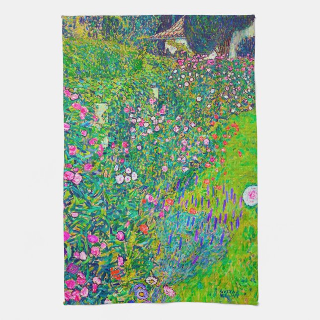 Italienischer Garten, Gustav Klimt Geschirrtuch (Vertikal)